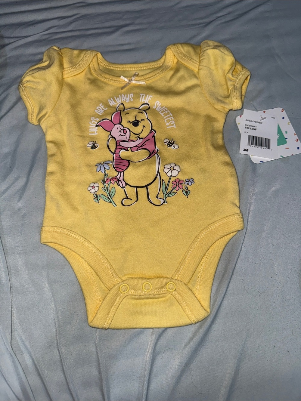 Disney Yellow Winnie the Pooh Baby One-Piece Bodysuit